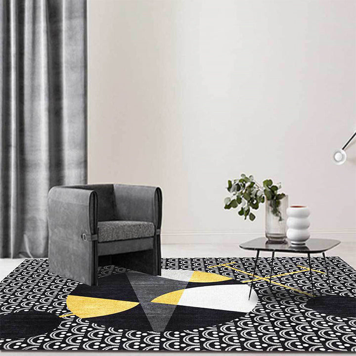BowLift | Black modern carpet polyester abstract carpet machine washable non-slip backing carpet for the living room