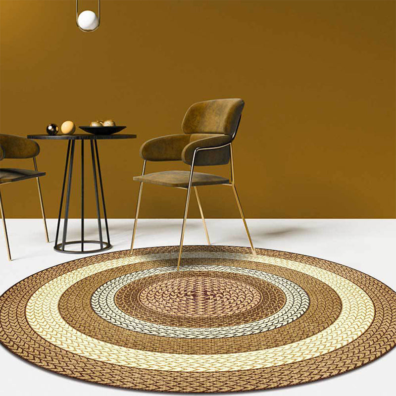 BowLift | Rustic Concentric Circles Pattern Carpet Yellow and Green Polyester Carpet Machine Washable Non-Slip Carpet for Living Room