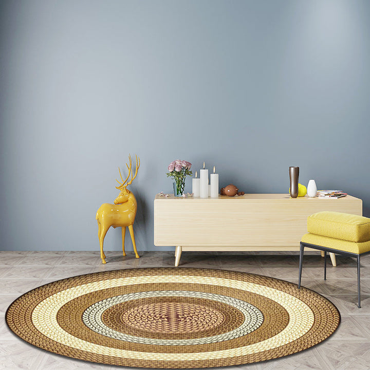 BowLift | Rustic Concentric Circles Pattern Carpet Yellow and Green Polyester Carpet Machine Washable Non-Slip Carpet for Living Room