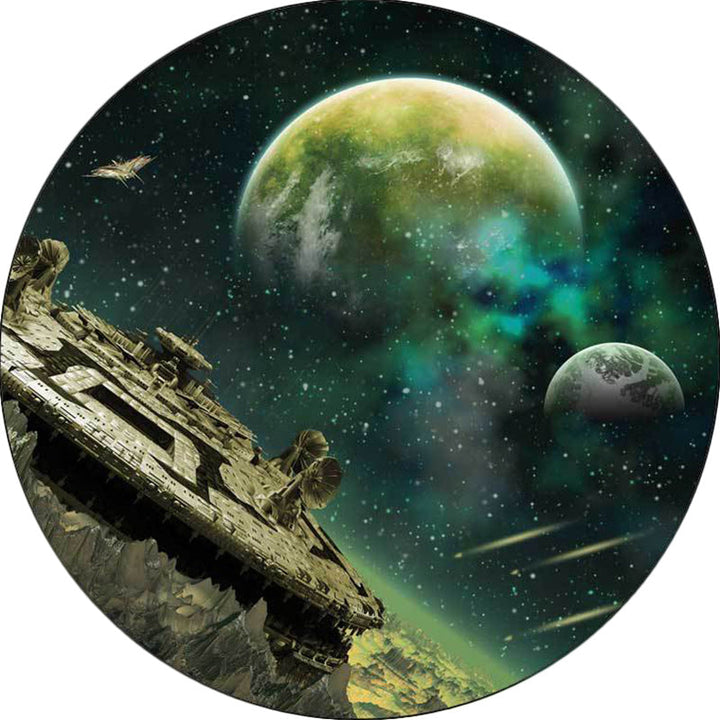 Green Bedroom Rug Modern Space Galaxy Spaceship Planet Pattern Rug Polyester Non-Slip Rug | Bowlift