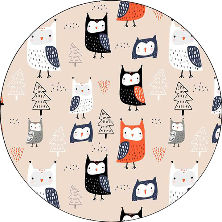 BowLift | Stylish Children's Carpet in Pink Animals Owl Tree Pattern Carpet Polyester Machine Washable Rug for Nursery