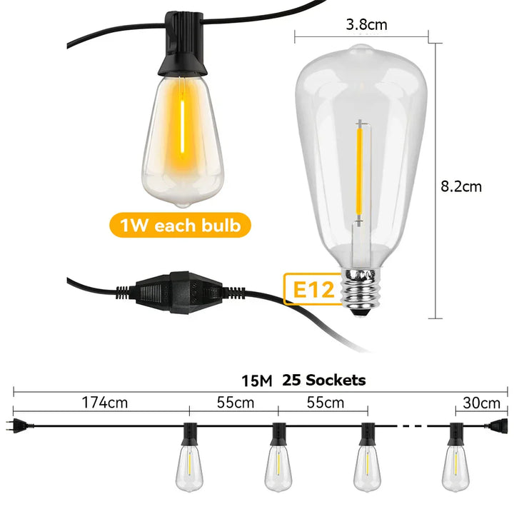 Waterproof LED String Lights - LumiGlow | Bowlift