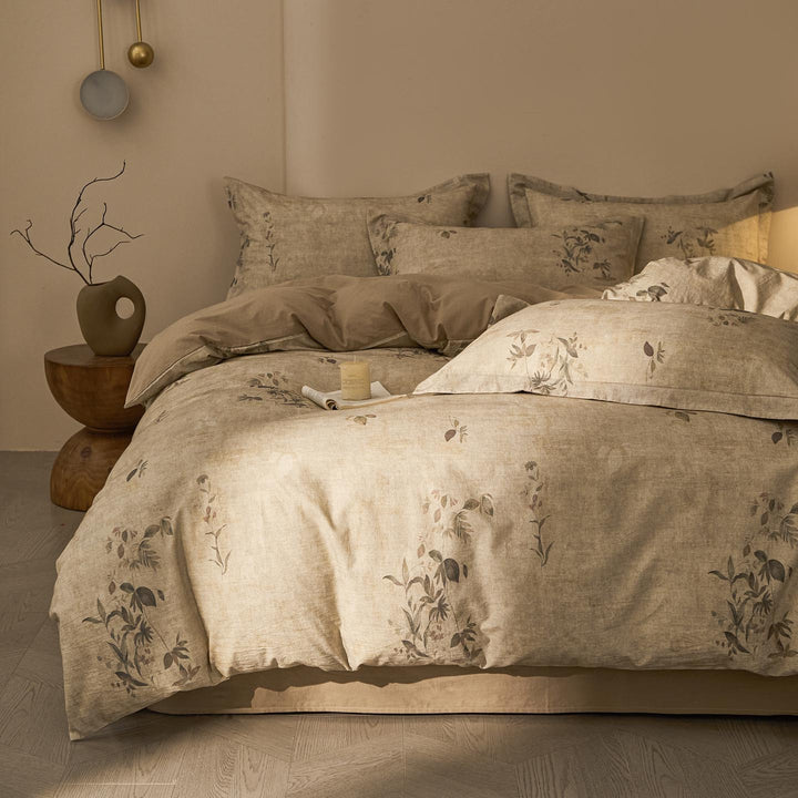 Cotton-linen bedding set, floral pattern