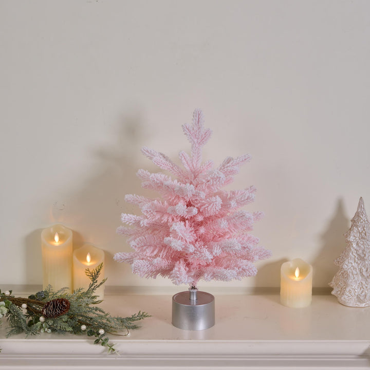 Decorative Christmas tree music box, 45 cm, with snow effect