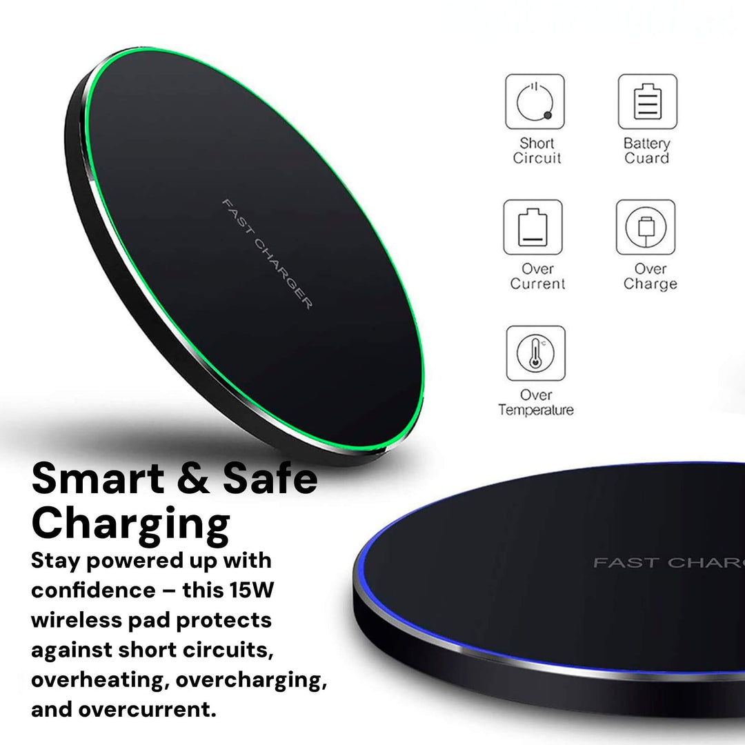 BowLift | 15W Wireless Charging Pad for iPhone & Android – Fast Wireless Charger Base with Sleek Design for Home & Office | Apple & Samsung Compatible