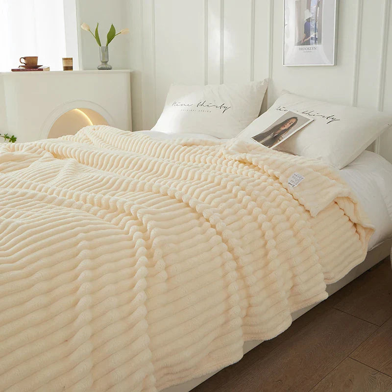 BowLift | Wide Striped Flannel Fleece Blanket - CozyStripe