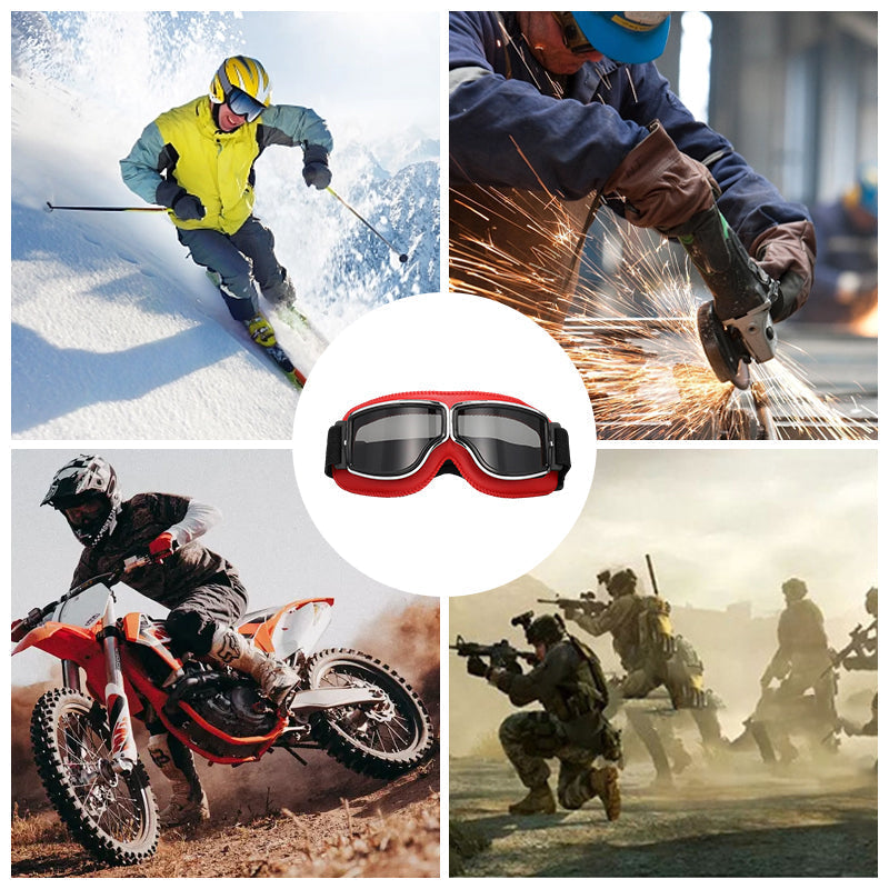 BowLift | RoadRider | Vintage Motorcycle Goggles with Interchangeable Lenses and Comfort Padding