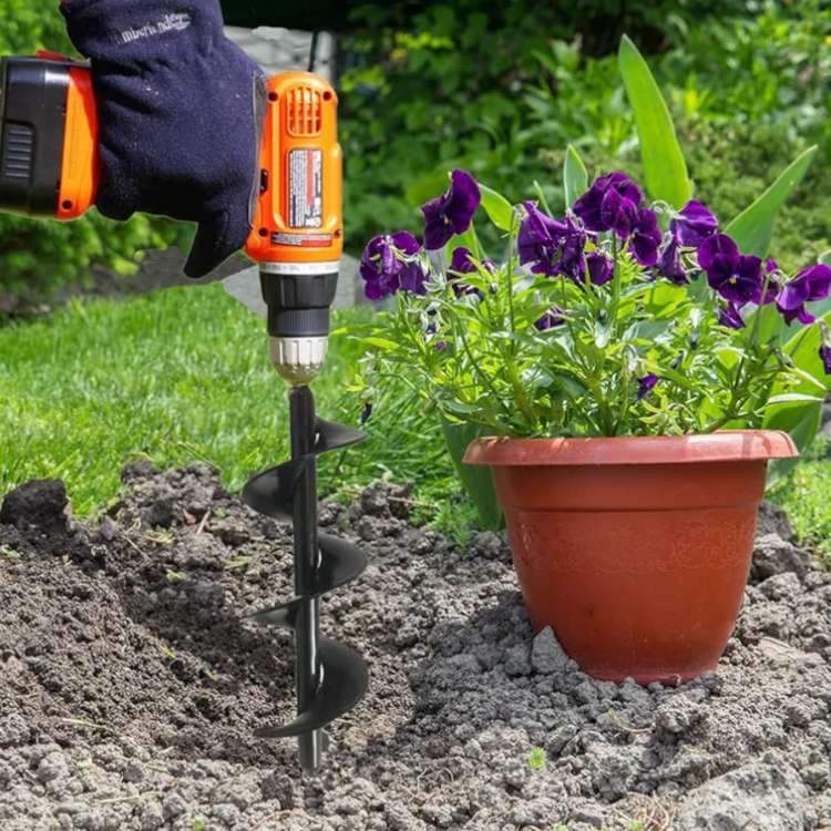 BowLift | SoilBuster Garden Auger Drill Bit - 3-Inch Heavy-Duty Spiral Tool for Planting Bulbs, Flowers, and Vegetables