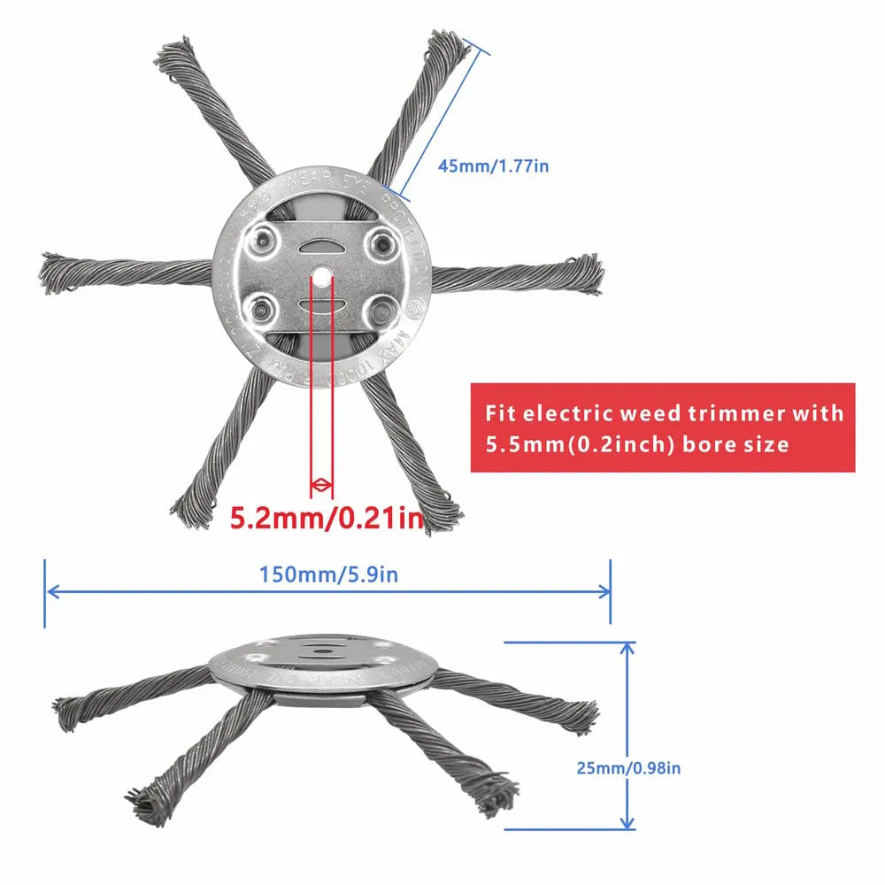 BowLift | 15 cm Wire Brush Head for Grass Trimmer – Weed Brush for Yard, Paths & Garden