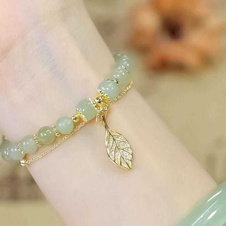 BowLift | Hetian Jade Leaf Gold Bracelet