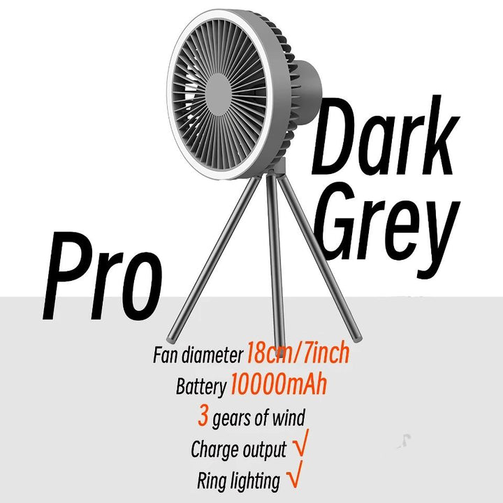 Rechargeable 10,000mAh Camping Fan with LED Lighting and Power Bank | Bowlift