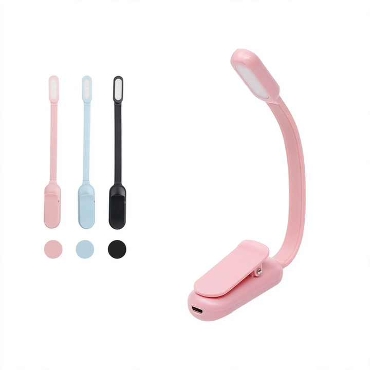 Mini clamp lamp with battery for desk and study