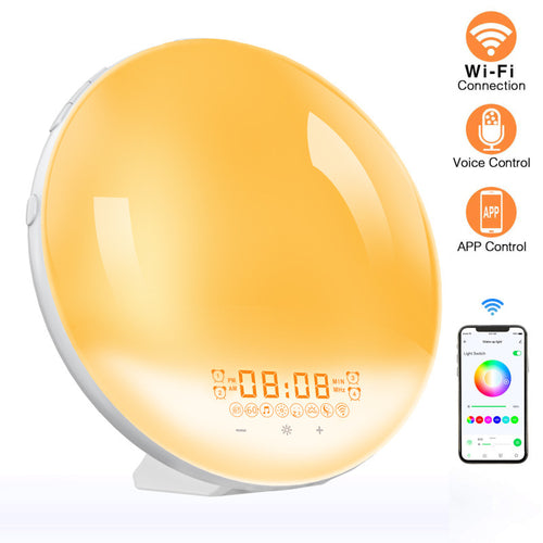 Intelligent alarm clock with app control and light