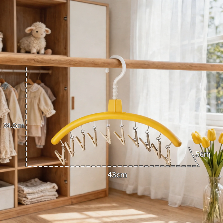 Piggy laundry rack with clips