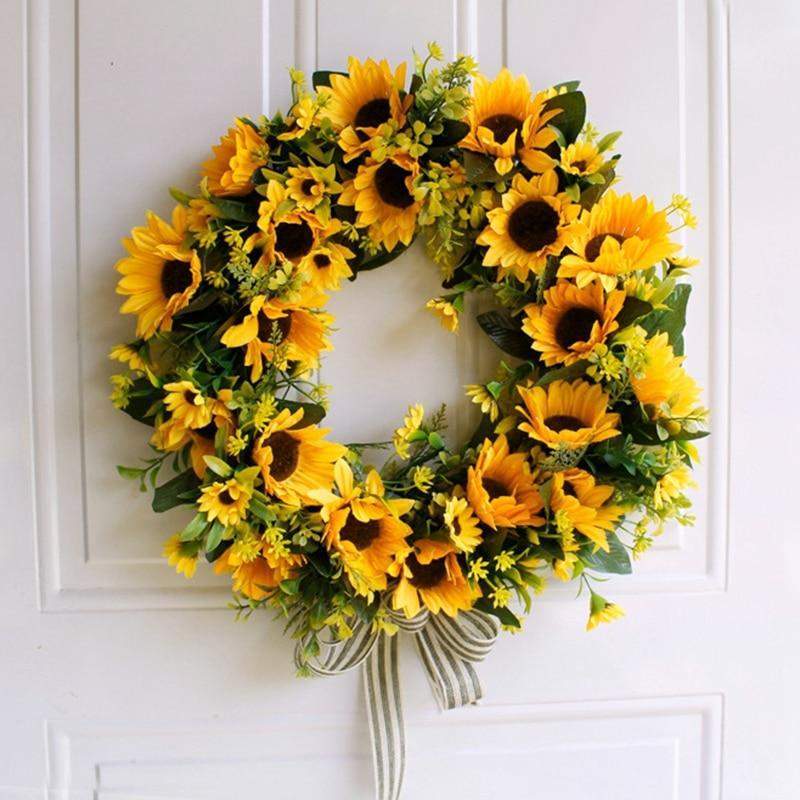 BowLift | 16'' Gold Artificial Sunflower Wreath