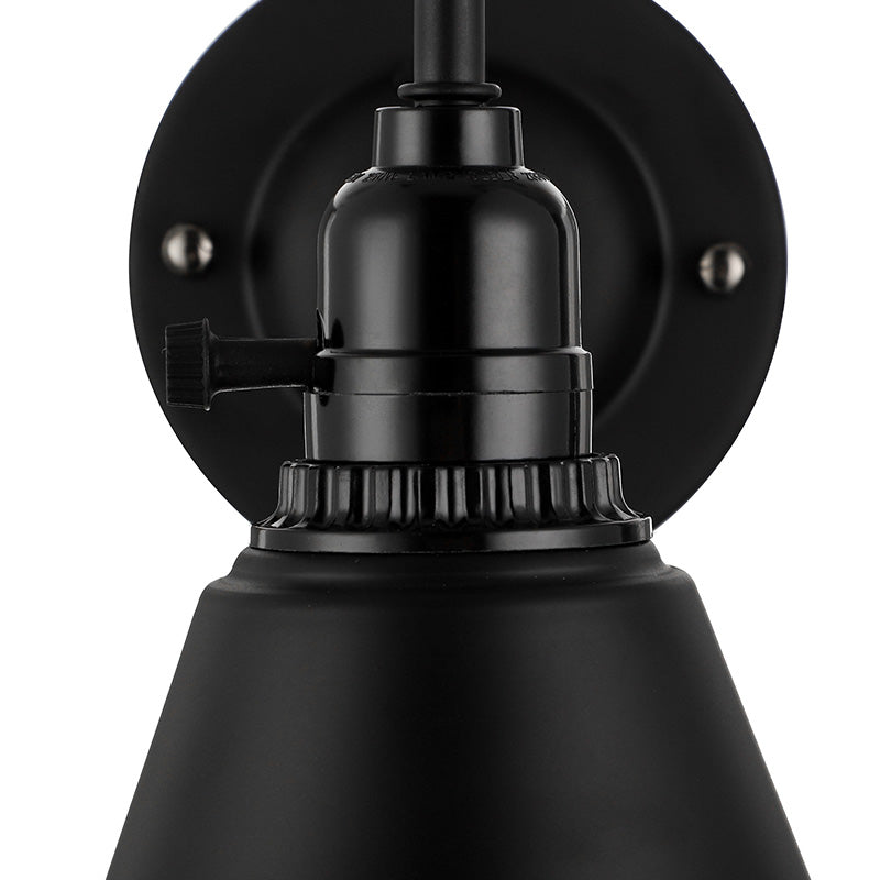 BowLift | 1 head gooseneck wall light with conical shade industrial black metal wall lamp for the dining room