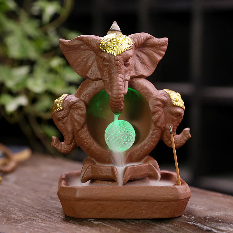 Decorative Elephant-Themed Incense Holder