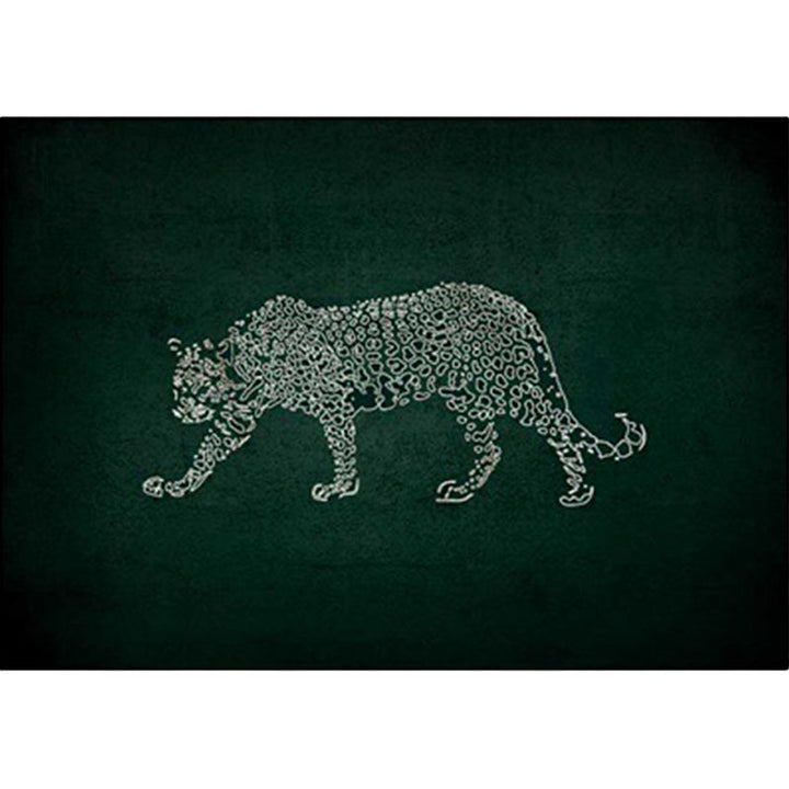 Dark green casual rug polyester leopard pattern rug washable non-slip backing rug for the living room | Bowlift