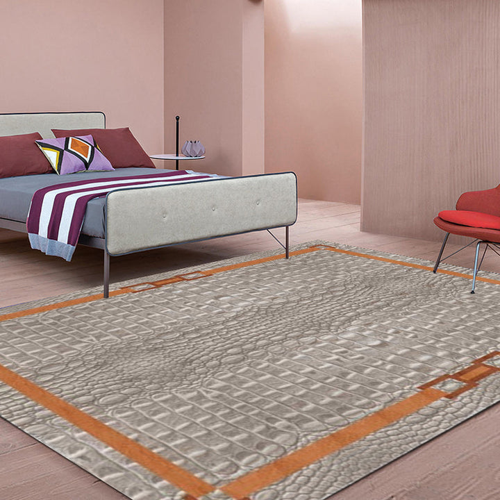 Gray Modern Carpet Polyester Crocodile Print Carpet Washable Non-Slip Back Carpet for Living Room | Bowlift