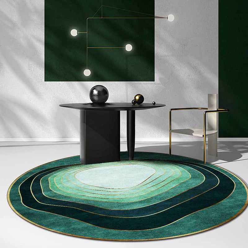 Green modern carpet polyester ombre swirl lines pattern carpet washable non-slip backing carpet for living room | Bowlift