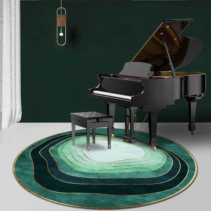 Green modern carpet polyester ombre swirl lines pattern carpet washable non-slip backing carpet for living room | Bowlift