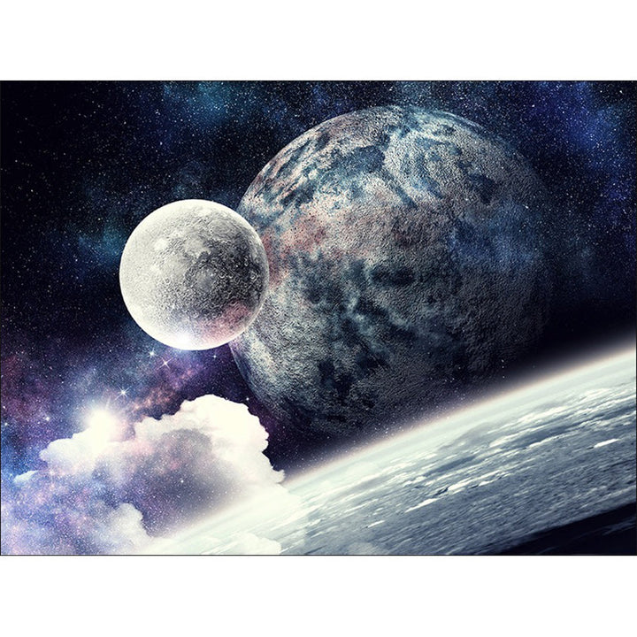 Blue and Purple Bedroom Rug Modern Space Planet Pattern Rug Polyester Washable Rug | Bowlift