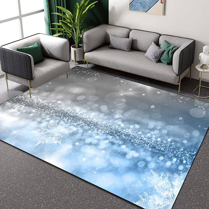 Blue and Gray Bedroom Rug Modern Stars Snowflake Pattern Rug Polyester Pet-Friendly Rug | Bowlift