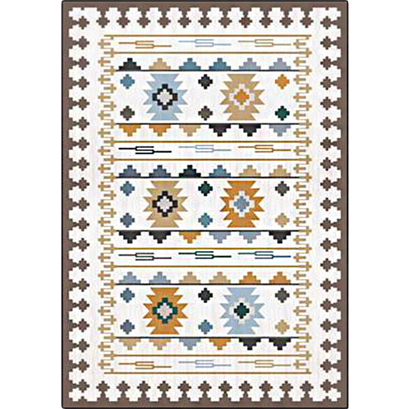 BowLift | Southwest geometric printed carpet blue and brown polyester rug machine washable non-slip doormat for living room