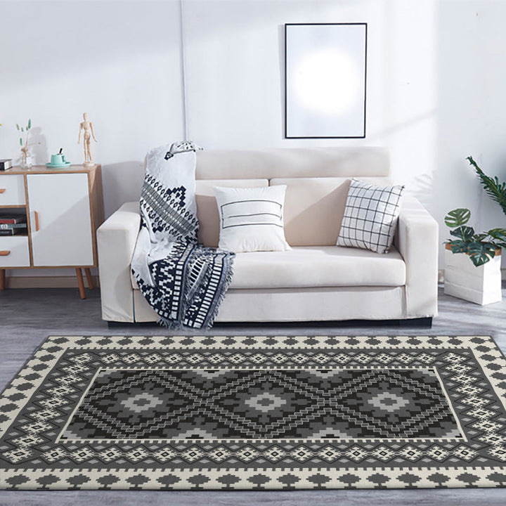 BowLift | American Tribal Print Rug Gray and Brown Polyester Rug Machine Washable Non-Slip Area Rug for the Living Room
