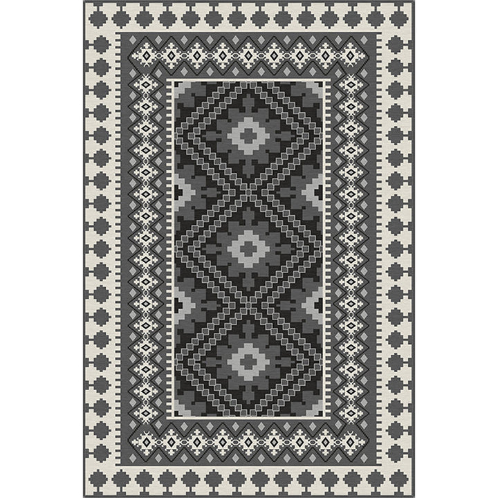 BowLift | American Tribal Print Rug Gray and Brown Polyester Rug Machine Washable Non-Slip Area Rug for the Living Room