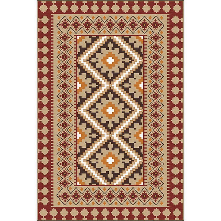 BowLift | American Tribal Print Rug Gray and Brown Polyester Rug Machine Washable Non-Slip Area Rug for the Living Room
