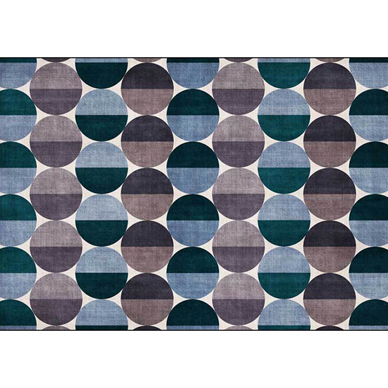 Blue and gray modern rug polyester geometric pattern rug washable non-slip backing rug for the living room | Bowlift