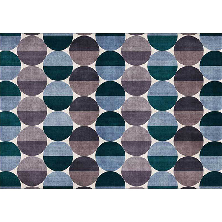 Blue and gray modern rug polyester geometric pattern rug washable non-slip backing rug for the living room | Bowlift
