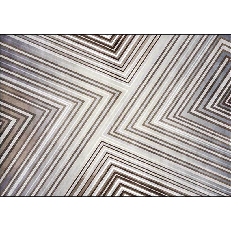 Gray contemporary rug polyester striped pattern rug washable non-slip backing rug for the living room | Bowlift