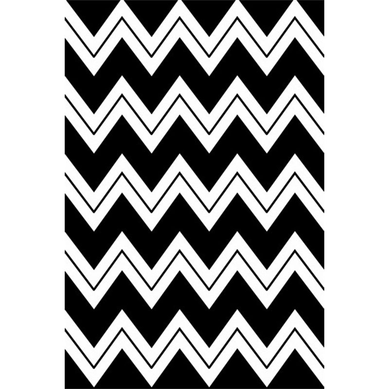 Black and white novelty rug polyester chevron pattern rug washable non-slip backing rug for living room | Bowlift