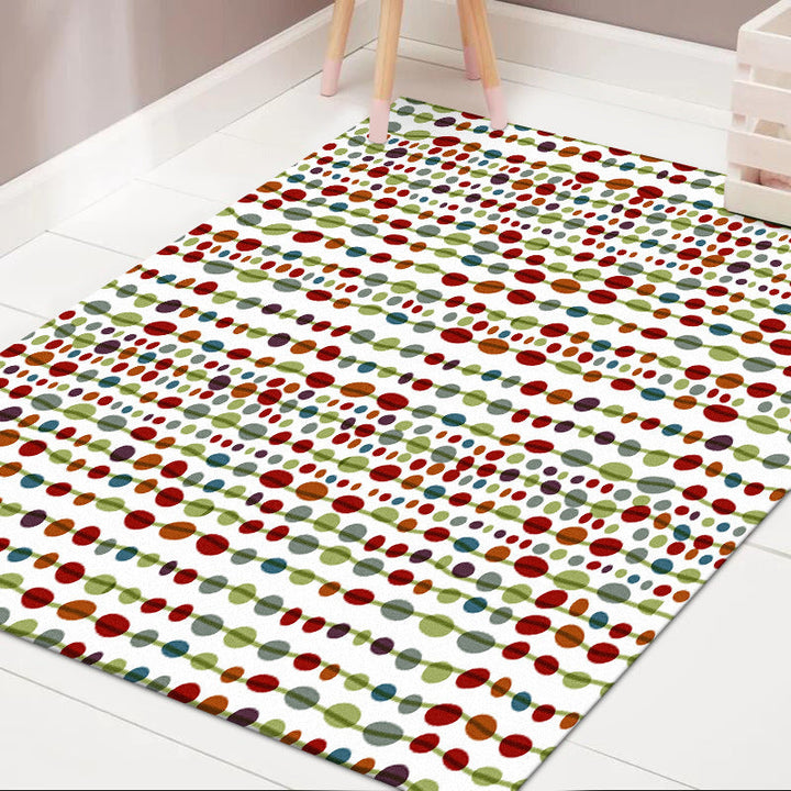 Scandinavian modern rug with white polka dot stripe pattern rug polyester  
Washable rug for home decor | Bowlift