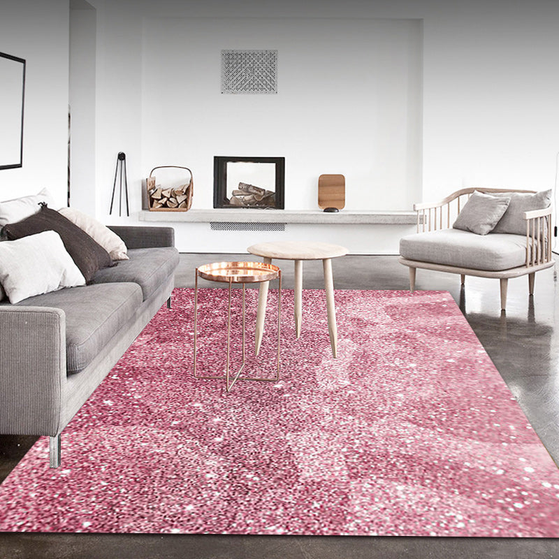 Pink Bedroom Carpet Modern Sparkling Pattern Carpet Polyester Pet-Friendly Stain-Resistant Carpet | Bowlift