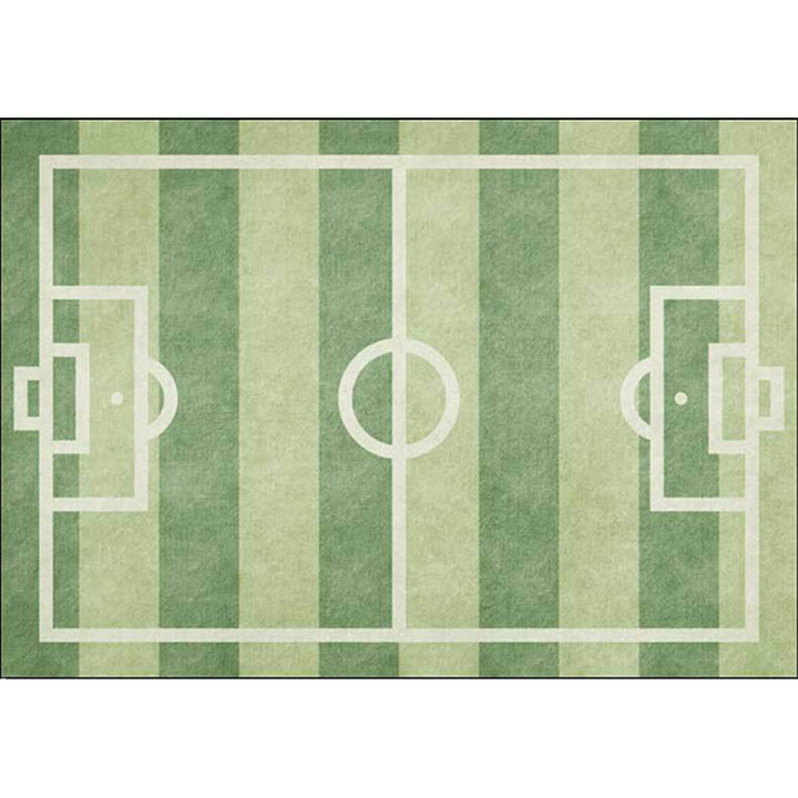 BowLift | Kids' Bedroom Rug in Green Sports Football Field Print Rug Polyester Non-Slip Back Washable Rug