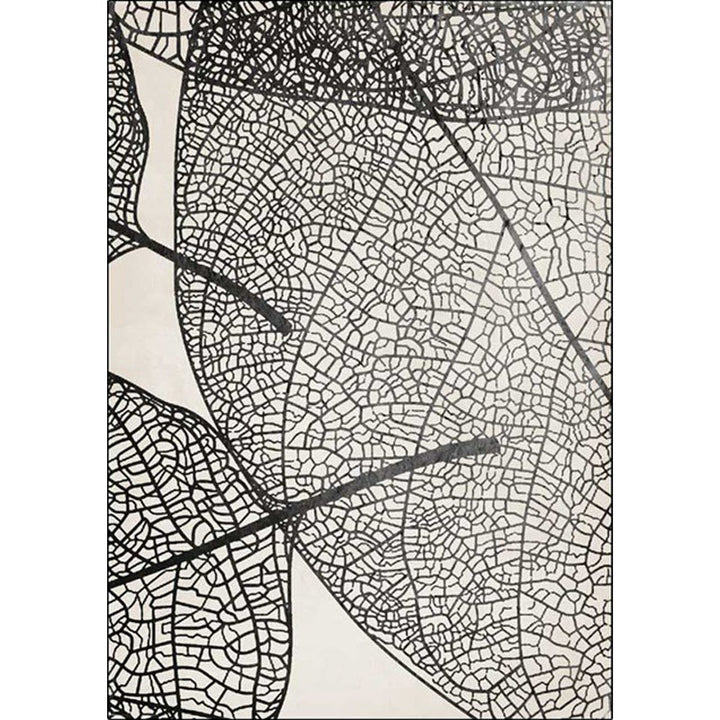 Unique leaf pattern rug gray and black Nordic rug polyester washable non-slip backing area rug for living room | Bowlift