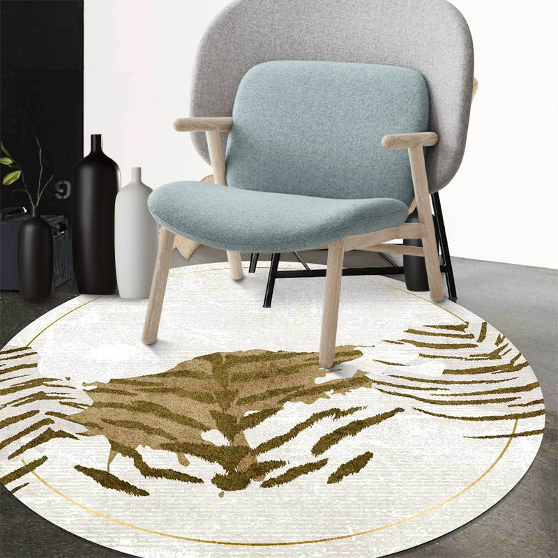 Novelty Tiger Print Rug Brown Polyester Rug Machine Washable Non-Slip Rug for the Bedroom | Bowlift