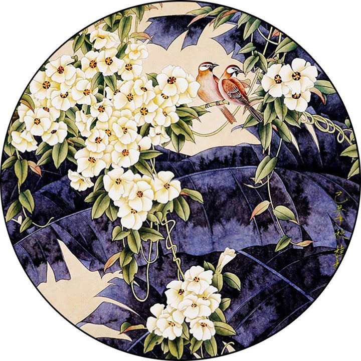 BowLift | Traditional floral pattern carpet with bird and leaf purple and white polyester carpet machine washable non-slip carpet for living room