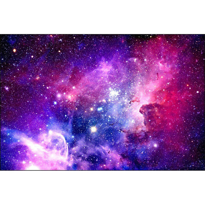 Modern living room rug in purple space galaxy print rug polyester washable non-slip backing rug | Bowlift