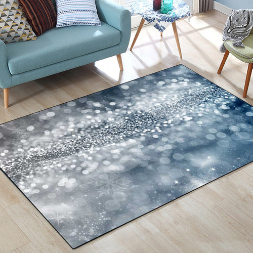 Contemporary modern rug in blue shimmer pattern rug polyester washable non-slip rug for home decor | Bowlift