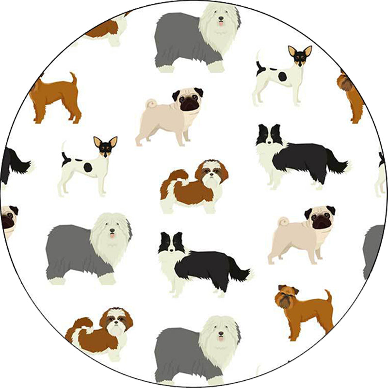 BowLift | Beautiful children's rug in white with animal dog pattern Rug Polyester Washable Stain-resistant rug for the children's room