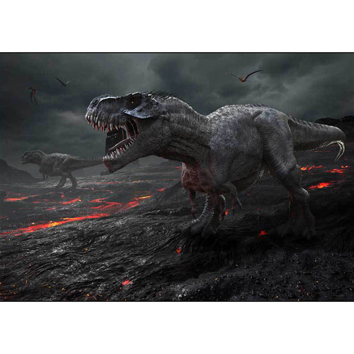 Dark gray carpet with dinosaur pattern made of polyester Washable Non-slip backing Carpet for living room | Bowlift