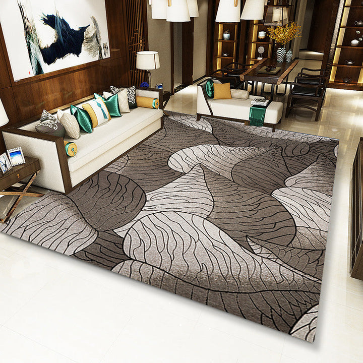 Brown and Gray Modern Rug Polyester Botanical Leaf Pattern Rug Washable Non-Slip Backing Rug for Living Room | Bowlift