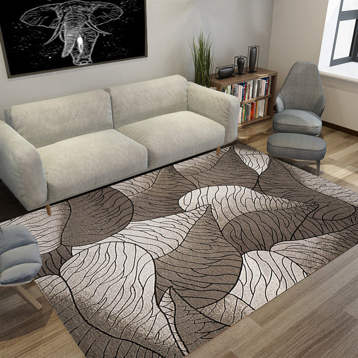 Brown and Gray Modern Rug Polyester Botanical Leaf Pattern Rug Washable Non-Slip Backing Rug for Living Room | Bowlift