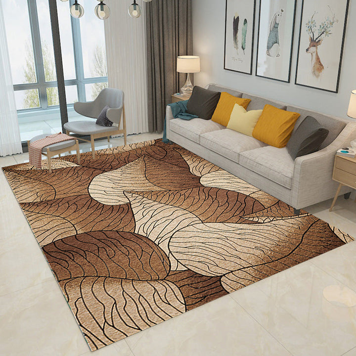 Brown and Gray Modern Rug Polyester Botanical Leaf Pattern Rug Washable Non-Slip Backing Rug for Living Room | Bowlift
