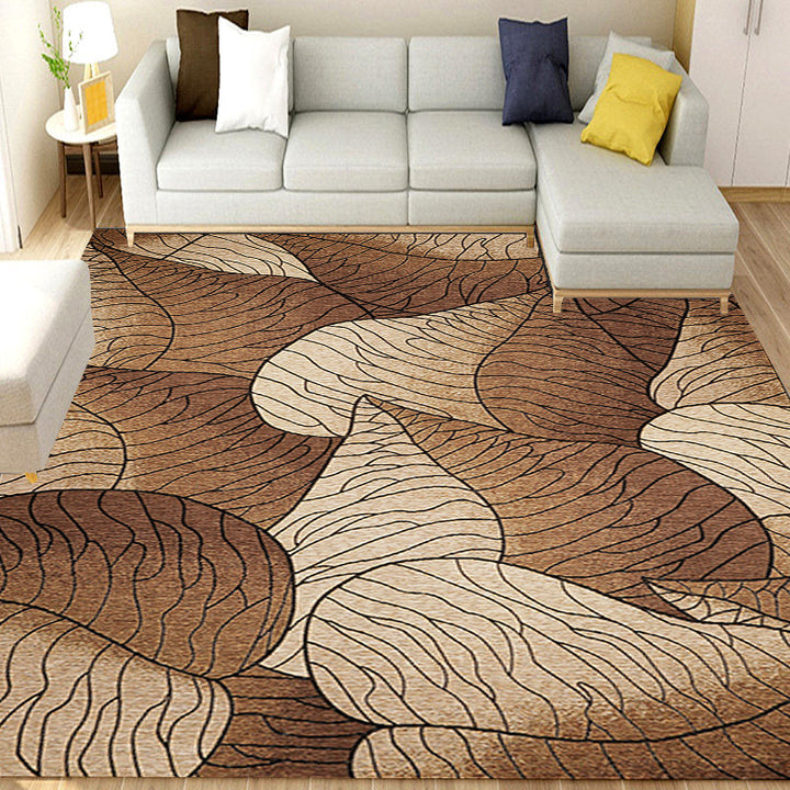 Brown and Gray Modern Rug Polyester Botanical Leaf Pattern Rug Washable Non-Slip Backing Rug for Living Room | Bowlift