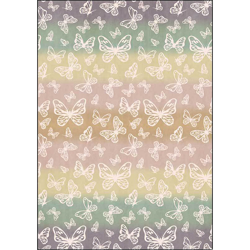 Multicolor Modern Rug Polyester Butterfly Pattern Rug Washable Non-Slip Back Rug for Living Room | Bowlift